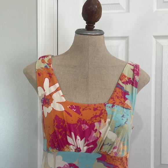Cabi tunic tunic top floral square neck cotton stretch multicolored women size M - Picture 2 of 11